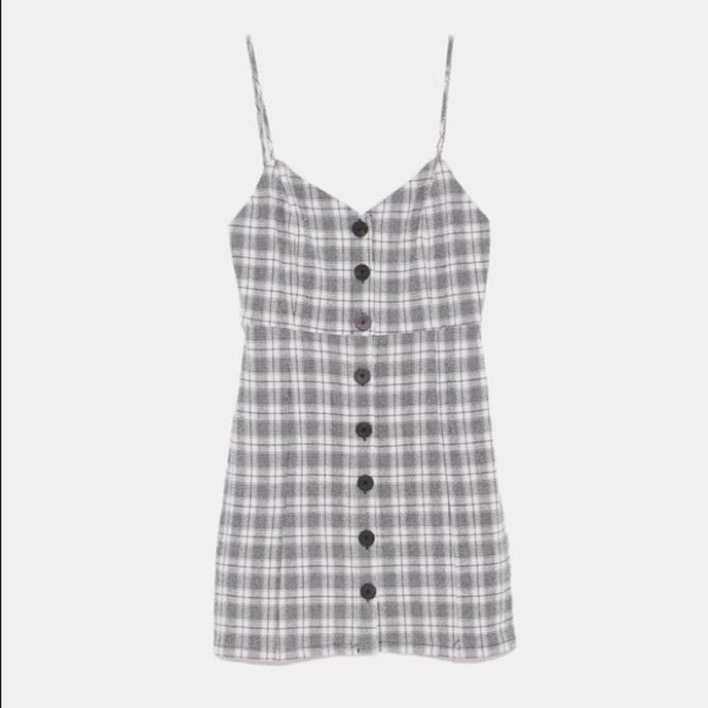 Zara strap checkered button up dress